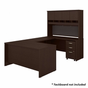 SERIES C 60W U SHAPED DESK WITH HUTCH AND MOBILE FILE CABINET IN MOCHA CHERRY <FONT COLOR=GREEN>-FREE SHIPPING-</FONT>