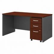 SERIES C 60W X 30D OFFICE DESK WITH 3 DRAWER MOBILE FILE CABINET: HANSEN CHERRY/GRAPHITE GRAY <FONT COLOR=GREEN>-FREE SHIPPING-</FONT>