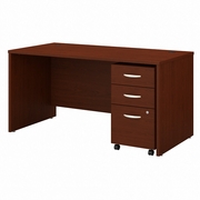 SERIES C 60W X 30D OFFICE DESK WITH 3 DRAWER MOBILE FILE CABINET: PURE WHITE  <FONT COLOR=GREEN>-FREE SHIPPING-</FONT>