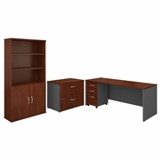 SERIES C 72W OFFICE DESK WITH BOOKCASE AND FILE CABINETS. VIDEO BELOW. <FONT COLOR=GREEN>-FREE SHIPPING-</FONT>