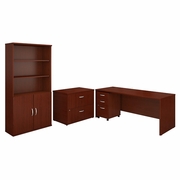 SERIES C 72W OFFICE DESK WITH BOOKCASE AND FILE CABINETS. VIDEO BELOW. <FONT COLOR=GREEN>-FREE SHIPPING-</FONT>