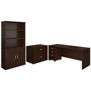 SERIES C 72W OFFICE DESK WITH BOOKCASE AND FILE CABINETS. VIDEO BELOW. <FONT COLOR=GREEN>-FREE SHIPPING-</FONT>