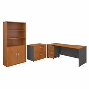 SERIES C 72W OFFICE DESK WITH BOOKCASE AND FILE CABINETS.   VIDEO BELOW.  <FONT COLOR=GREEN>-FREE SHIPPING-</FONT>