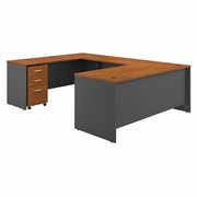 SERIES C 72W X 30D U SHAPED DESK WITH MOBILE FILE CABINET. VIDEO BELOW. <FONT COLOR=GREEN>-FREE SHIPPING-</FONT>