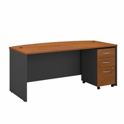 SERIES C 72W X 36D BOW FRONT DESK WITH MOBILE FILE CABINET.  <FONT COLOR=GREEN>-FREE SHIPPING-</FONT>