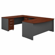 SERIES C 72W X 36D BOW FRONT U SHAPED DESK WITH MOBILE FILE CABINETS.  <FONT COLOR=GREEN>-FREE SHIPPING-</FONT>