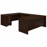 SERIES C 72W X 36D BOW FRONT U SHAPED DESK WITH MOBILE FILE CABINETS. VIDEO BELOW. <FONT COLOR=GREEN>-FREE SHIPPING-</FONT>