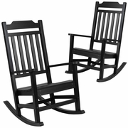 SET OF 2 WINSTON ALL-WEATHER ROCKING CHAIR IN BLACK FAUX WOOD: <font color=green>FREE SHIPPING!</font>