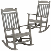SET OF 2 WINSTON ALL-WEATHER ROCKING CHAIR IN GRAY FAUX WOOD: <font color=green>FREE SHIPPING!</font>
