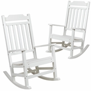SET OF 2 WINSTON ALL-WEATHER ROCKING CHAIR IN WHITE FAUX WOOD: <font color=green>FREE SHIPPING!</font>