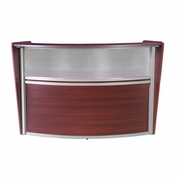 SINGLE-UNIT RECEPTION CURVED DESK WORKSTATION 72W X 32D - MAHOGANY <FONT COLOR=GREEN>-FREE SHIPPING-</FONT>