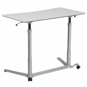 SIT-DOWN, STAND-UP LIGHT GRAY COMPUTER ERGONOMIC DESK WITH 37.375''W TOP (ADJUSTABLE RANGE 29'' - 40.75''): <font color=green>FREE SHIPPING!</font>