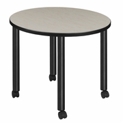 SMALL 30 IN. ROUND BREAKROOM TABLE- MAPLE TOP, BLACK MOBILE LEGS <FONT COLOR=GREEN>-FREE SHIPPING-</FONT>