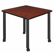 SMALL 30 IN. SQUARE BREAKROOM TABLE- CHERRY TOP, BLACK MOBILE LEGS <FONT COLOR=GREEN>-FREE SHIPPING-</FONT>