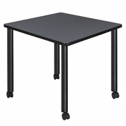 SMALL 30 IN. SQUARE BREAKROOM TABLE- GREY TOP, BLACK MOBILE LEGS <FONT COLOR=GREEN>-FREE SHIPPING-</FONT>