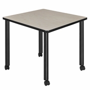 SMALL 30 IN. SQUARE BREAKROOM TABLE- MAPLE TOP, BLACK MOBILE LEGS <FONT COLOR=GREEN>-FREE SHIPPING-</FONT>