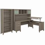 Somerset Collection: Ash Gray L Desk <FONT COLOR=GREEN>-FREE SHIPPING-</FONT>