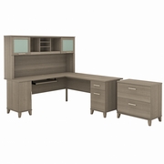 Somerset Collection: Ash Gray L Desk <FONT COLOR=GREEN>-FREE SHIPPING-</FONT>