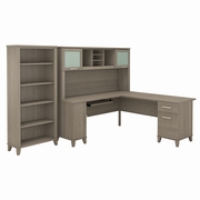Somerset Collection: Ash Gray L Desk <FONT COLOR=GREEN>-FREE SHIPPING-</FONT>