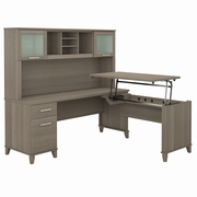 Somerset Collection: Ash Gray L Desk <FONT COLOR=GREEN>-FREE SHIPPING-</FONT>