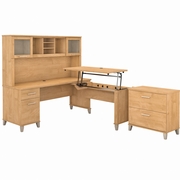 Somerset Collection: Maple Cross L Desk <FONT COLOR=GREEN>-FREE SHIPPING-</FONT>
