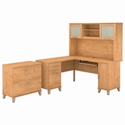 Somerset Collection: Maple Cross L Desk <FONT COLOR=GREEN>-FREE SHIPPING-</FONT>