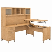 Somerset Collection: Maple Cross L Desk <FONT COLOR=GREEN>-FREE SHIPPING-</FONT>