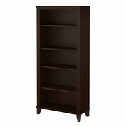 Somerset Collection: Mocha Cherry 5 Shelf Bookcase <FONT COLOR=GREEN>-FREE SHIPPING-</FONT>