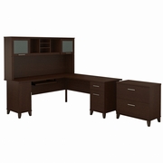 Somerset Collection: Mocha Cherry L Desk <FONT COLOR=GREEN>-FREE SHIPPING-</FONT>