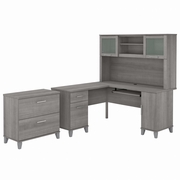 Somerset Collection: Platinum Gray L Desk <FONT COLOR=GREEN>-FREE SHIPPING-</FONT>