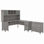 Somerset Collection: Platinum Gray L Desk <FONT COLOR=GREEN>-FREE SHIPPING-</FONT>