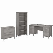 Somerset Collection: Platinum Gray Office Desk <FONT COLOR=GREEN>-FREE SHIPPING-</FONT>