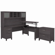 Somerset Collection: Storm Gray L Desk <FONT COLOR=GREEN>-FREE SHIPPING-</FONT>
