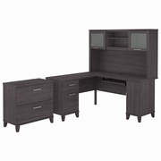 Somerset Collection: Storm Gray L Desk <FONT COLOR=GREEN>-FREE SHIPPING-</FONT>