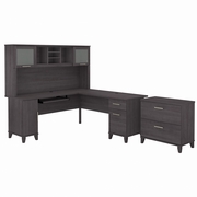 Somerset Collection: Storm Gray L Desk <FONT COLOR=GREEN>-FREE SHIPPING-</FONT>