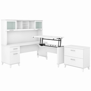 Somerset Collection: White L Desk <FONT COLOR=GREEN>-FREE SHIPPING-</FONT>