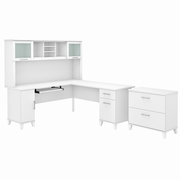 Somerset Collection: White L Desk <FONT COLOR=GREEN>-FREE SHIPPING-</FONT>