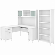 Somerset Collection: White L Desk <FONT COLOR=GREEN>-FREE SHIPPING-</FONT>
