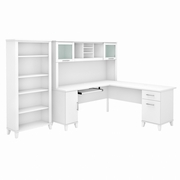Somerset Collection: White L Desk <FONT COLOR=GREEN>-FREE SHIPPING-</FONT>