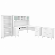 Somerset Collection: White L Desk <FONT COLOR=GREEN>-FREE SHIPPING-</FONT>