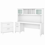 Somerset Collection: White Office Desk <FONT COLOR=GREEN>-FREE SHIPPING-</FONT>