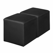 SQUARE VINYL OTTOMAN (SET OF 2)- BLACK <FONT COLOR=GREEN>-FREE SHIPPING-</FONT>