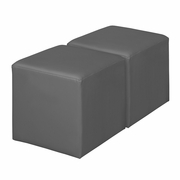 SQUARE VINYL OTTOMAN (SET OF 2)- GREY <FONT COLOR=GREEN>-FREE SHIPPING-</FONT>