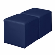 SQUARE VINYL OTTOMAN (SET OF 2)- NAVAL BLUE <FONT COLOR=GREEN>-FREE SHIPPING-</FONT>