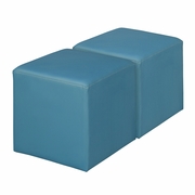 SQUARE VINYL OTTOMAN (SET OF 2)- PEACOCK TEAL <FONT COLOR=GREEN>-FREE SHIPPING-</FONT>