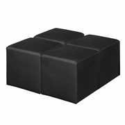SQUARE VINYL OTTOMAN (SET OF 4)- BLACK <FONT COLOR=GREEN>-FREE SHIPPING-</FONT>
