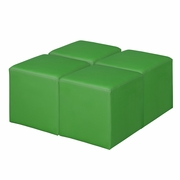 SQUARE VINYL OTTOMAN (SET OF 4)- ENVY GREEN <FONT COLOR=GREEN>-FREE SHIPPING-</FONT>