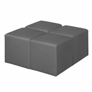 SQUARE VINYL OTTOMAN (SET OF 4)- GREY <FONT COLOR=GREEN>-FREE SHIPPING-</FONT>