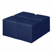 SQUARE VINYL OTTOMAN (SET OF 4)- NAVAL BLUE <FONT COLOR=GREEN>-FREE SHIPPING-</FONT>