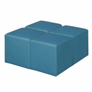 SQUARE VINYL OTTOMAN (SET OF 4)- PEACOCK TEAL <FONT COLOR=GREEN>-FREE SHIPPING-</FONT>
